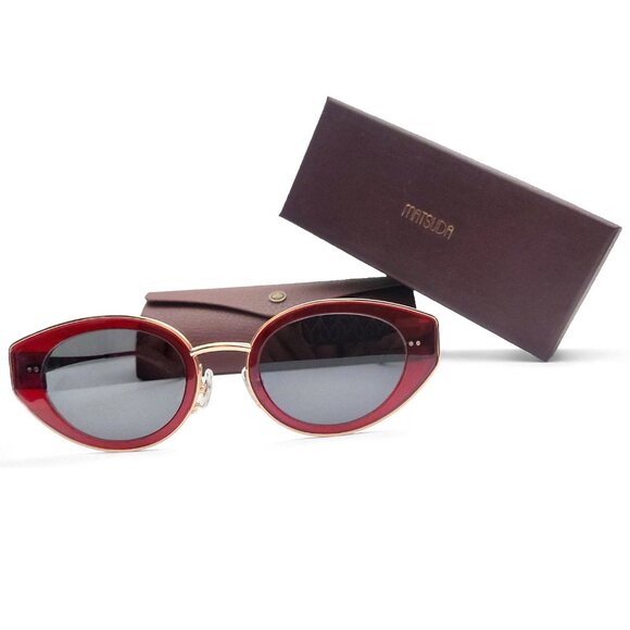 Matsuda M3120 Cat Eye Sunglass | Bordeaux - Pale Gold | Grey  display picture 2